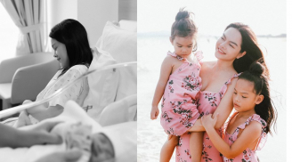 Phạm Quỳnh Anh khoe khoảnh khắc hai con gái chăm em nhỏ, tiết lộ thời điểm công bố dung mạo ái nữ