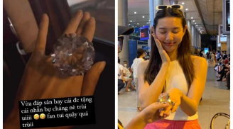 Thùy Tiên được cầu hôn bằng nhẫn kim cương 'khủng' ngay khi vừa về đến Việt Nam