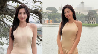 Hoa hậu Thùy Tiên khoe nhan sắc xinh đẹp bên Hồ Gươm, công khai tin nhắn khi mượn váy của Đỗ Mỹ Linh