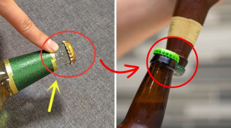 Nắp chai bia có 1 điểm nhỏ: Chạm nhẹ là bật nắp dễ dàng không cần dụng cụ