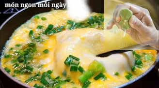 Rán trứng cho thêm vài giọt này trứng nở phồng, xốp mềm, 2 quả mà như 4 quả