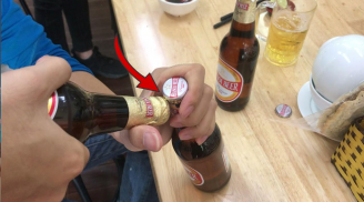 Mở nắp chai bia không cần dụng cụ, cứ nhấn vào chỗ này, phụ nữ cũng làm ngon ơ