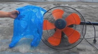 Chỉ cần dùng một chiếc túi nilon, quạt được vệ sinh sạch bóng, không cần tốn công tháo khung