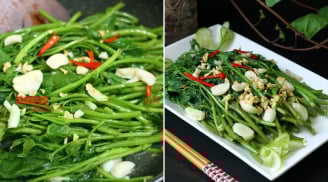 Làm thêm bước này khi nấu rau lang xào tỏi, đĩa rau giòn ngon, xanh mướt như nhà hàng