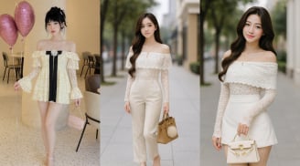 Diện áo ren trễ vai kiểu này đẹp chuẩn nàng thơ, dịu dàng mà đầy cuốn hút