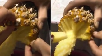 Mẹo bổ dứa không cần dao, miếng nào cũng ngon không chảy nước