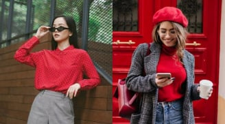 Phối đồ đỏ xám ngày Tết: công thức thanh lịch vượt thời gian