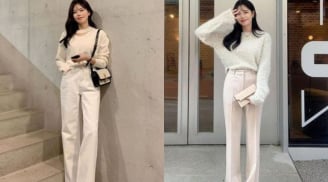 Cách phối quần ống rộng màu trắng giúp vóc dáng thon gọn và phong cách thanh lịch hơn