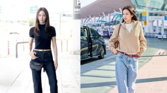 Sao Hàn đồng loạt diện denim và túi xách cỡ lớn, tạo nên xu hướng thời trang sân bay năm 2026