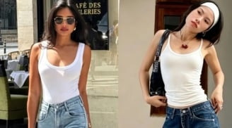Áo hai dây trắng và quần jeans ống rộng: Bộ đôi đơn giản nhưng luôn nổi bật trong mùa hè
