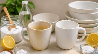 Mẹo dễ tẩy vết ố vàng trong cốc chén sứ: Chỉ vài phút, đồ dùng sáng sạch như mới