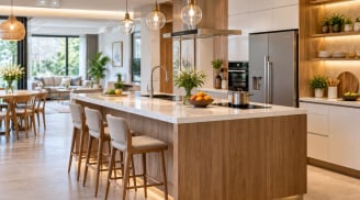 Tại sao nhiều gia đình ngày nay không làm bếp tựa tường mà lại để giữa phòng?
