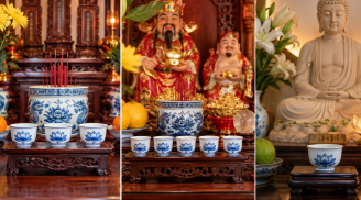 Vì sao ban thờ gia tiên hoặc Thần Tài thường có 3, 5 chén nước, còn ban thờ Phật thường chỉ 1 chén?