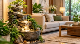Vì sao nhiều gia đình thích đặt thác nước nhỏ trong phòng khách?