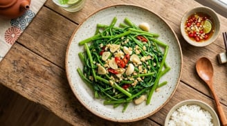 Cách xào rau muống xanh mướt, thơm lừng, không bị thâm đen