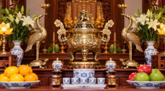 Đỉnh đồng và đôi hạc đặt trên bàn thờ thế nào cho đúng? Có phải gia đình con trưởng mới dùng đồ thờ này?