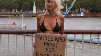 SỐC: Video cô gái mặc bikini đứng giữa đường để 'xin tiền nâng ngực' và sự thật phía sau
