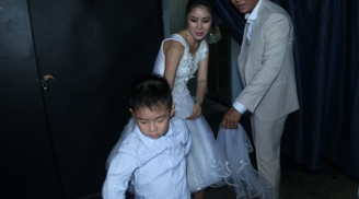 Phản ứng 'bất thường' của con trai khi Lê Phương mặc váy cưới bên bạn trai