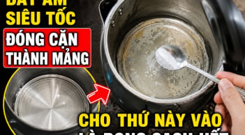 Đáy ấm siêu tốc đóng cặn thành mảng, cho thứ này vào là bong sạch hết