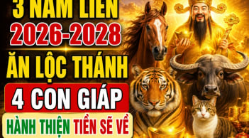 3 năm liền 2026-2028 Ăn Lộc Thánh, 4 con giáp hành thiện Tiền sẽ về
