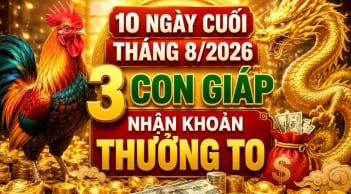 10 ngày cuối tháng 8/2026, 3 con giáp nhận khoản thưởng to