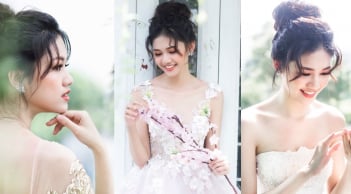 Á hậu Thanh Tú bất ngờ hóa cô dâu 'cổ tích' khoe bờ vai e ấp?