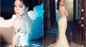 Diện váy cưới khoe trọn tấm lưng ong nuột nà, hiếm lần Đan Lê gợi cảm tới từng centimet thế này!