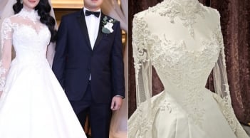 Cận cảnh chiếc váy cưới xuyên thấu hàng hiệu của Diệp Lâm Anh