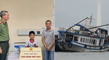 Bé trai 10 tuổi sống sót trong vụ lật tàu Vịnh Xanh 58 được Công an Quảng Ninh nhận đỡ đầu