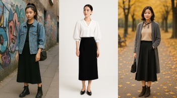 Chân váy đen dài – 6 cách mix diện đẹp “miễn chê” và cực hợp gu chị em