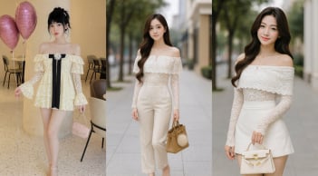 Diện áo ren trễ vai kiểu này đẹp chuẩn nàng thơ, dịu dàng mà đầy cuốn hút