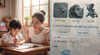 Bài tập Tiếng Việt lớp 1 khiến phụ huynh cười ra nước mắt: ‘Bố em là nảy mầm’ gây bão mạng