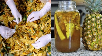 Cách tự làm nước enzyme từ vỏ dứa, dùng để ngâm rửa rau củ, rửa bát rất tốt