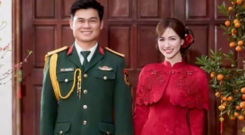 Hòa Minzy công khai bạn trai mặc quân phục, tiết lộ đã được gia đình hai bên đồng ý