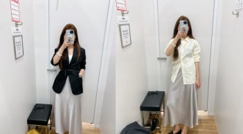 Chân váy satin trắng lên ngôi 2026: Công thức đen – trắng tối giản nhưng vẫn đủ sức nâng tầm phong cách