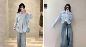 Sơ mi xanh dương và quần ống rộng: Công thức mặc đẹp tối giản nhưng vẫn toát lên khí chất thanh lịch