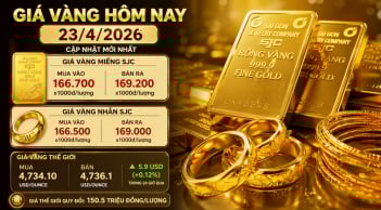 Bảng giá vàng 9999 24K 18K SJC DOJI PNJ hôm nay 23/4/2026