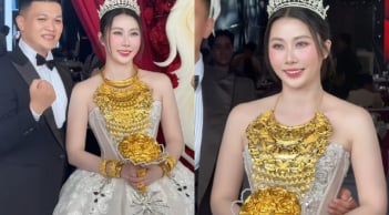 Cô dâu Vĩnh Long gây sốt với bó hoa cưới bằng vàng, dân mạng trầm trồ không ngớt