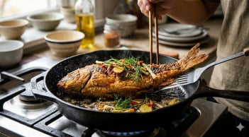 Mẹo rán cá vàng giòn rùm rụm, nguyên con không lo nát hay sát chảo