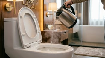 Vì sao phải đổ nước sôi vào bồn cầu ngay khi nhận phòng khách sạn?