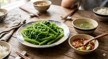 Luộc rau muống mãi vẫn thâm đen? Bí quyết đơn giản giúp rau xanh mướt, giòn ngon như ngoài hàng