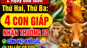 2 ngày đầu tuần Thứ Hai, thứ Ba: 4 con giáp nhận thưởng to