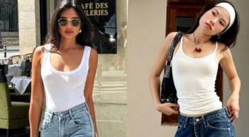 Áo hai dây trắng và quần jeans ống rộng: Bộ đôi đơn giản nhưng luôn nổi bật trong mùa hè