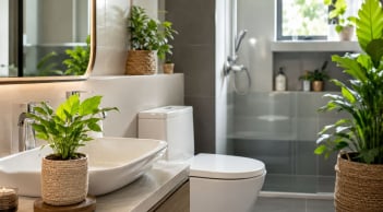 Vì sao nên đặt một chậu cây nhỏ trong nhà tắm, nhà vệ sinh?