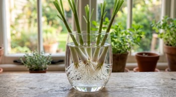 Đừng vứt gốc sả sau khi nấu ăn: Ngâm nước 1 tuần, rễ trắng mọc kín rồi đem trồng cực dễ