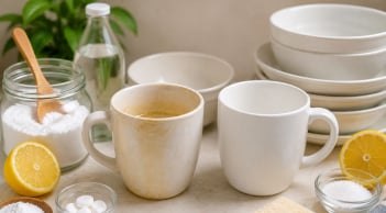 Mẹo dễ tẩy vết ố vàng trong cốc chén sứ: Chỉ vài phút, đồ dùng sáng sạch như mới