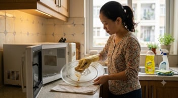 Mẹo làm sạch lò vi sóng siêu tốc, sạch bóng vết dầu mỡ chỉ trong vài phút