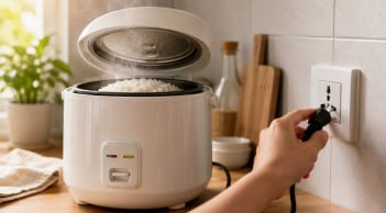 Có nên rút phích cắm nồi cơm điện ngay sau khi nấu?
