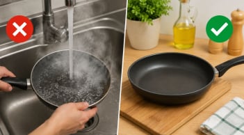 Vì sao không nên rửa chảo ngay khi vừa nấu xong?