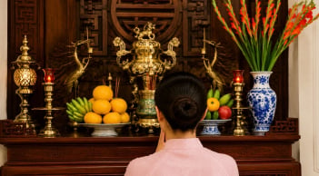 Vì sao bình hoa trên ban thờ thường để bên phải?